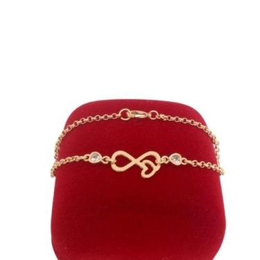 Imagem de Pulseira Infantil Menina Coração E Infinito Folheada A Ouro - GABBY LU