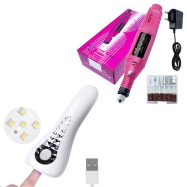 Imagem de Kit Motor Lixadeira Elétrica + Mini Cabine Portátil 18W Unha - Arte Se