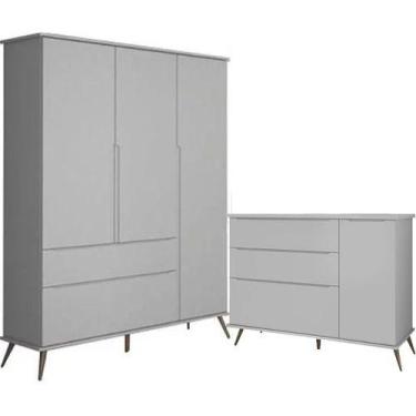 Imagem de Jogo De Quarto 100 % Mdf Guarda Roupa 3 Portas E Cômoda - Phoenix Baby
