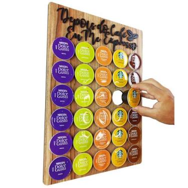 Imagem de Quadro Porta Cápsulas Café 30x40 Dolce Gusto - Nogueira - Depois do Ca