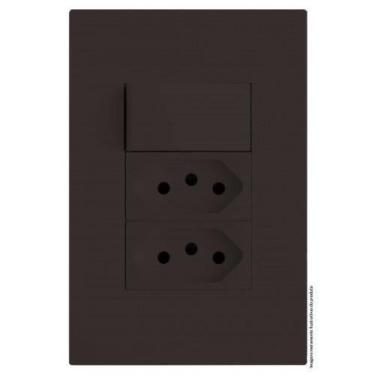 Imagem de Kit Interruptor Simples + Tomada Dupla 10A 4X2 Brs12281-5Ch - Blux Rec