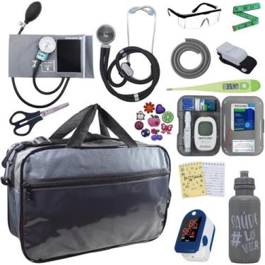 Imagem de Kit Bolsa Cores Aparelho de Pressao Esfigmomanometro Estetoscópio Medi