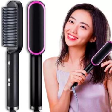 Imagem de Escova de Cabelo 3 em 1 Cabelo Cacheado Profissional Seca e Modela - A