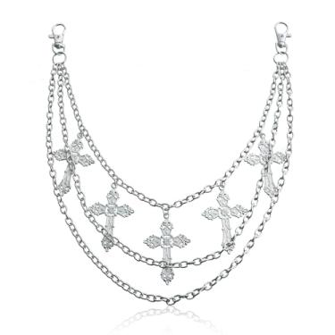 Imagem de UAIAGM Corrente de calça para jeans, hip hop, punk, espada cruzada, estrela, charme, vintage, rock, corrente de cintura para homens e mulheres, cinto em camadas, acessórios de jeans modernos para