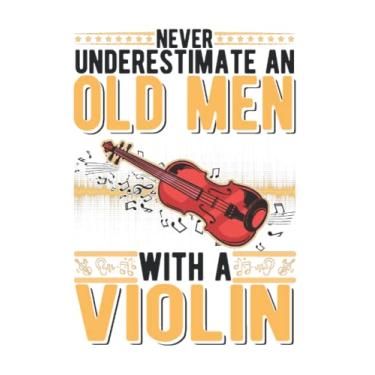 Imagem de Geige Notizbuch: Geige Großvater Violine Alter Geiger / 6x9 Zoll / 120 karierte Seiten Seiten