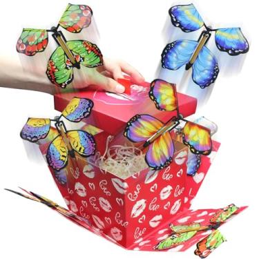 Imagem de WUEURU Caixa de presente de explosão de aniversário, caixa de presente de explosão de borboleta, presente surpresa explosiva DIY