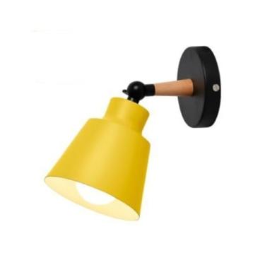 Imagem de Arandela de parede vintage decoração de madeira moderna E26 metal policromado lâmpada de parede nórdica rodada cor para hotel sala de estar restaurante corredor