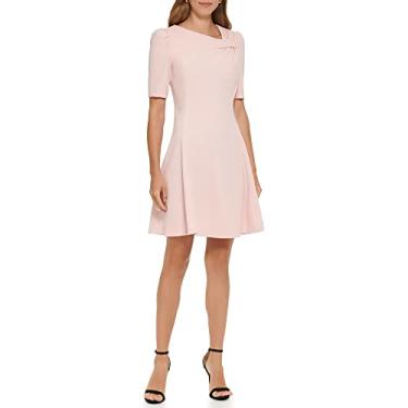 Imagem de DKNY Manga bufante curta feminina justa e flare, Em Pó, 50