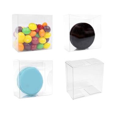 Imagem de Capkyke 50 peças caixas oreo de 2,2 x 2,2 x 1,4 polegadas, pequenas caixas transparentes para biscoitos, caixas de macaron individuais, caixas de doces para pequenas lembrancinhas de casamen