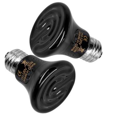 Imagem de HealSmart Mini lâmpada de calor de réptil 50W, emissor de calor de cerâmica, sem emissão de luz, adequado para cobra/lagarto/aranha, crescimento de plantas e incubação de frango, pacote com 2