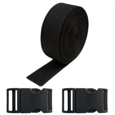 Imagem de  Fita Cadarço 25mm 1mt Com 2 Fechos Fivela Engate Rápido P/ Mochilas B