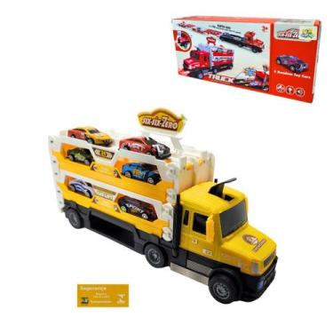 Imagem de Caminhao Catapulta com Lancador Toyking Amarelo com Branco com Luz Som