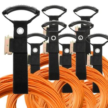 Imagem de AKOLAFE Pacote com 8 organizadores de cabos de extensão pretos E Track Acessórios de 40,6 cm Etrack Extension Cord Strap Holder Heavy Duty Air Hose Straps Storage Straps Corda, cabo, cabides para