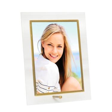 Imagem de Porta Retrato Vidro Reto Prime Filete Dourado 15x20 Vertical – Tuut