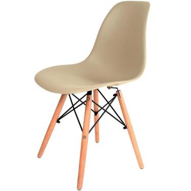 Imagem de Cadeira Charles 1102 em Polipropileno e Base Madeira OR Design Cor Bege