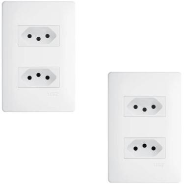 Imagem de Kit Com 2 Tomadas Dupla Padrão 2P+T Distanciadas 10A/250V Habitat - FA