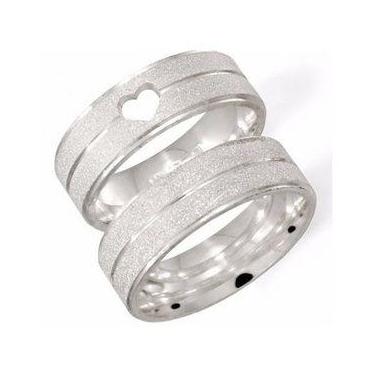 Imagem de Par de Alianças de Compromisso - Prata 6mm - Detalhes em Brilho