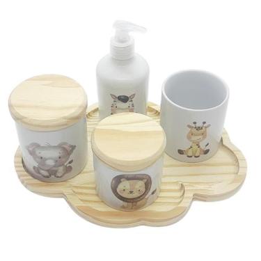 Imagem de Kit higiene bebê 5 peças Safari - Bdj Nuvem c/ porta pente - Antilope 