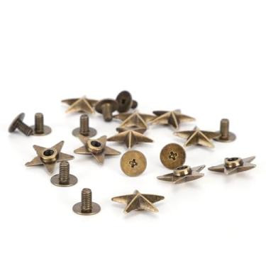 Imagem de 50 Conjuntos de Pregos de Estrela, Moda de Sapatos de Roupas de Gelo, Parafusos de Chicago de 14 Mm Snaps Acessórios Com Bronze para Bolsa (Brass antigas)