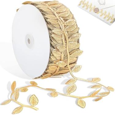 Imagem de Naidiler Fita de folha dourada, acabamento de folha de ouro artificial de 20 metros para artesanato DIY, embrulho, bolo de casamento, festa de chá de bebê, guirlanda de cabelo e roupas, decoração de