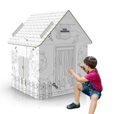 Imagem de Casa Brinquedo Infantil Papelão Colorir Presente Menina Menino Criança