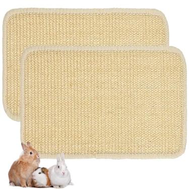Imagem de Niwaes Lagre Tapete para arranhar coelhinho de sisal natural, pacote com 2, tapete para arranhar animais pequenos para moagem interna para cobaias e chinchilas (bege)