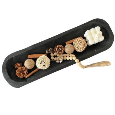 Imagem de Taças de massa de madeira decorativas BEDAZE Black (50x15x5cm)