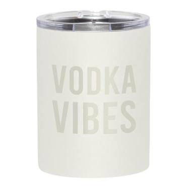 Imagem de Santa Barbara Design Studio Copo de viagem de aço inoxidável isolado copo de uísque SIPS copo duplo à moda antiga com tampa deslizante, 340 g, Vodka Vibes