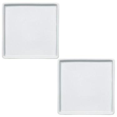 Imagem de Jogo 2 Pratos Quadrados Rasos em Porcelana 16x16cm Americana Germer Br