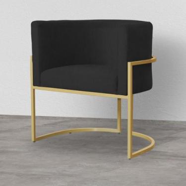 Imagem de Poltrona  Decorativa Luana belo tok Base Dourada - Suede Preto