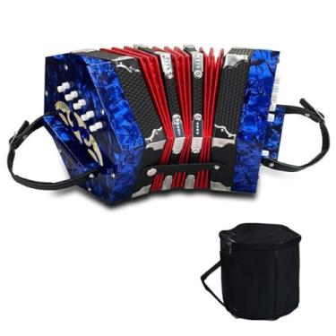 Imagem de Concertinas, acordeão de 20 teclas para adultos, acordeão profissional para iniciantes, alças de mão ajustáveis, acessórios de instrumento (AZUL)