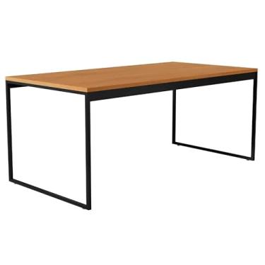 Imagem de Mesa Industrial Retangular 160x80 Pé Metal Cozinha Jantar (Freijó/Preto)