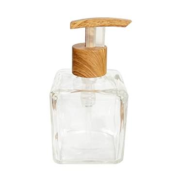 Imagem de Saboneteira Vidro Cube 250ml C/Valvula Madeira (1 Peça)