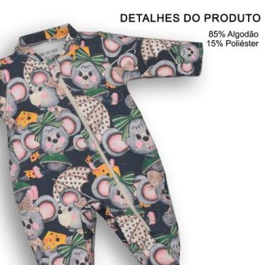 Imagem de Macacão Bebê Menina Molecotton Estampa Ratinha Preto Upi Uli, RN