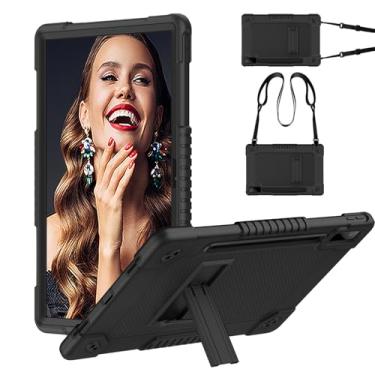 Imagem de Kebiory Capa resistente para Lenovo Tab P12 32.3 cm 2023 TB370FU com alça de ombro embutida suporte para caneta infantil capa para Lenovo Tab P12 / Lenovo Xiaoxin Pad Pro 12,7 polegadas (preto)