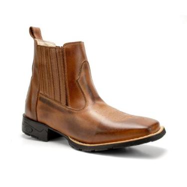 Imagem de Botina Masculina e Feminina Bico Quadrado Country Couro Conforto 35 ao