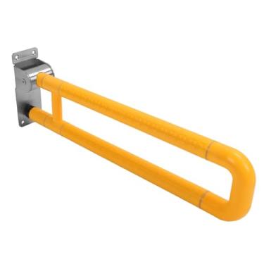 Imagem de Corrimãos de segurança para banheiro de aço inoxidável, Barra de apoio dobrável para banheiro com suporte para papel, Corrimãos para banheiro, Alças para chuveiro, Barras de apoio (Branco) (Amarelo)