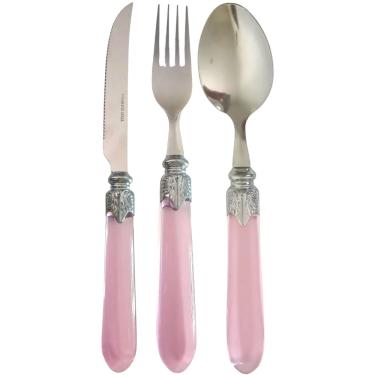 Imagem de Faqueiro 18 Peças Destiny Aço Inox Cabo Cristal Rosa -Lyor oferta