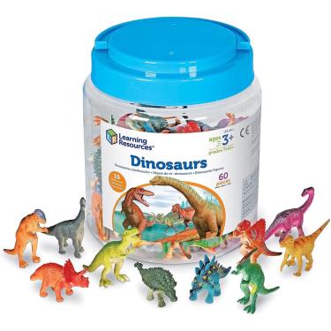 Imagem de Contadores de Dinossauros de Recursos de Aprendizagem, Conjunto de 60 Dinossauros Coloridos, Brinquedo Fino Motor, Idades 3 +