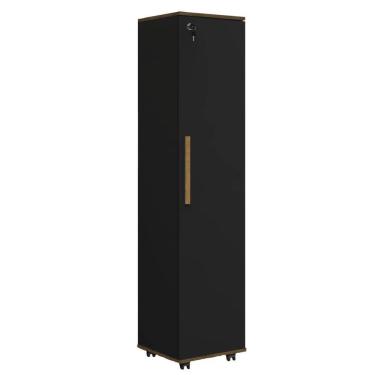 Imagem de Armário Multiuso Para Quarto Com Chave E Rodízios 1 Porta Lune Preto J&a Preto
