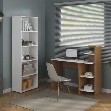 Imagem de Kit 2 Peças com Escrivaninha 3 Praleiras com Estante para Livros 5 Prateleiras