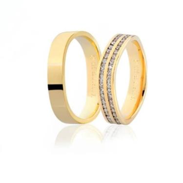 Imagem de Aliança de Ouro Amarelo 18K 58 pontos de Diamante
