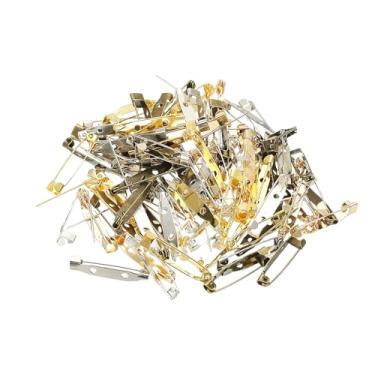 Imagem de PATIKIL 100 pinos de crachá, pinos de segurança de 30 mm etiqueta de nome de crachá em massa tiras planas médias para roupas artesanais DIY, colorido