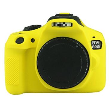 Imagem de Capa protetora profissional de borracha de gel de silicone seguro para câmera Canon EOS 1300D Rebel T6 Digital SLR (amarelo)