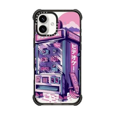 Imagem de CASETiFY Capa Ultra Impact para iPhone 16 Plus [Forte Fina/Proteção contra quedas de grau Militray 5X de 3,5 metros/Compatível com Magsafe] - Máquina de venda automática retrô - Preto transparente