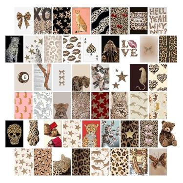 Imagem de TwoDays Estética de decoração de quarto com estampa de guepardo, kit de colagem de arte de parede com estampa de leopardo Y2K, pôsteres elegantes luxuosos modernos para meninas, casa, quarto