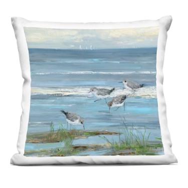 Imagem de Stupell Industries Almofada estampada Stepping Sandpipers Grazing Indoor 45 x 18, azul