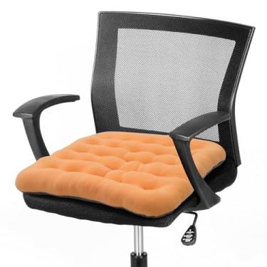 Imagem de BUYUE Almofada acolchoada para cadeira de escritório de bom suporte, veludo macio, confortável, antiderrapante para cadeira de mesa de computador (1 unidade, laranja)