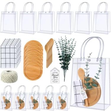 Imagem de Teenyyou 6 conjuntos de prêmios de chá de bebê para jogadores vencedores de chá de bebê presentes de convidados tábua de queijo de bambu colher de bambu toalha xadrez hastes de eucalipto artificiais