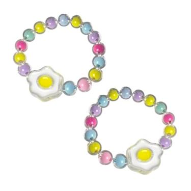 Imagem de BYETOCE Pacote com 2 pulseiras de contas de cristal transparente com pingente de flor roxa pulseiras elásticas de princesa para lembrancinhas de festa, enfeite de brincar, amizade, presentes de